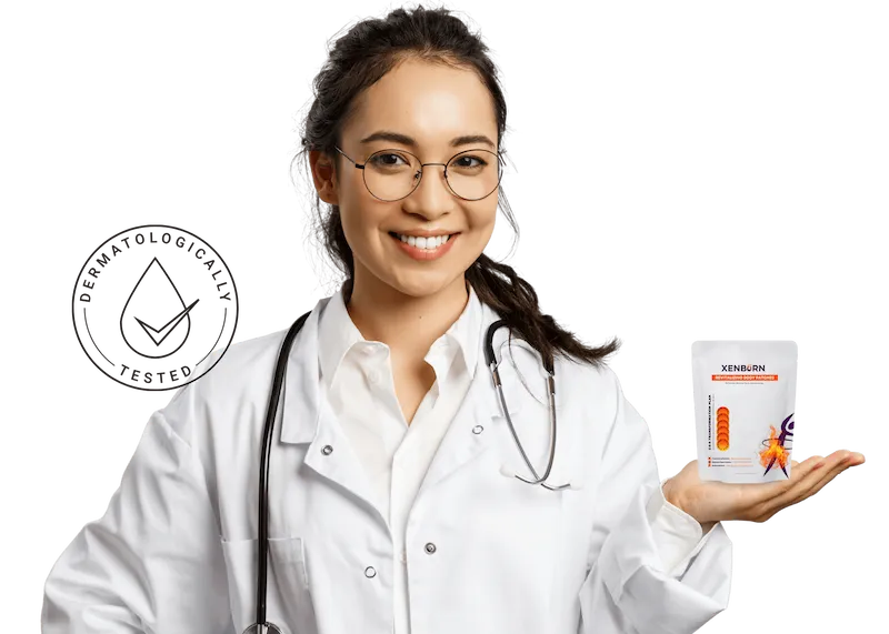 Dermatologically Tested - Woman holding XenBurn product